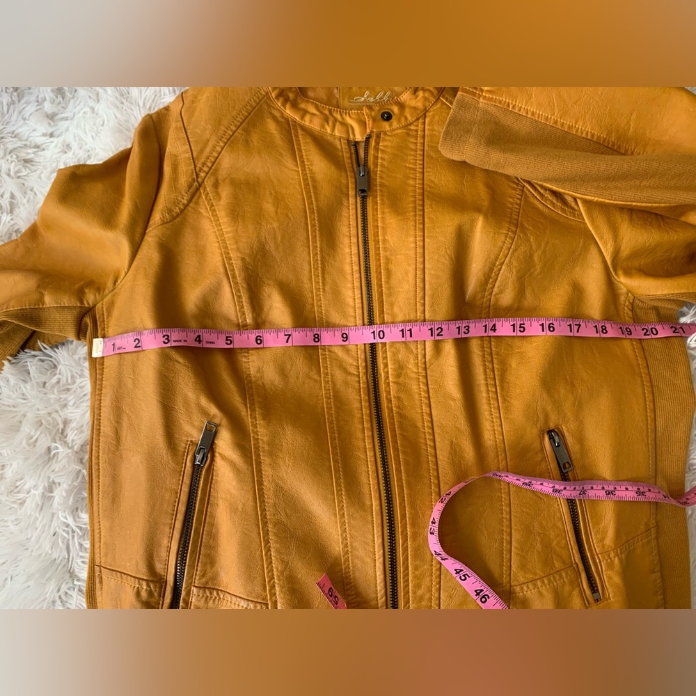 Women's Mustard Yellow Moto Jacket - Picture 9 of 11